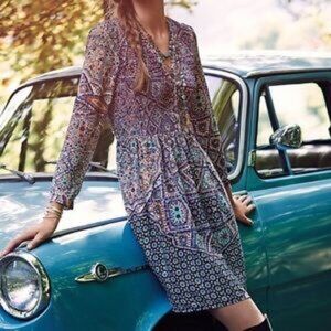 Anthropologie Maeve Tiled Amethyst Dress Medium